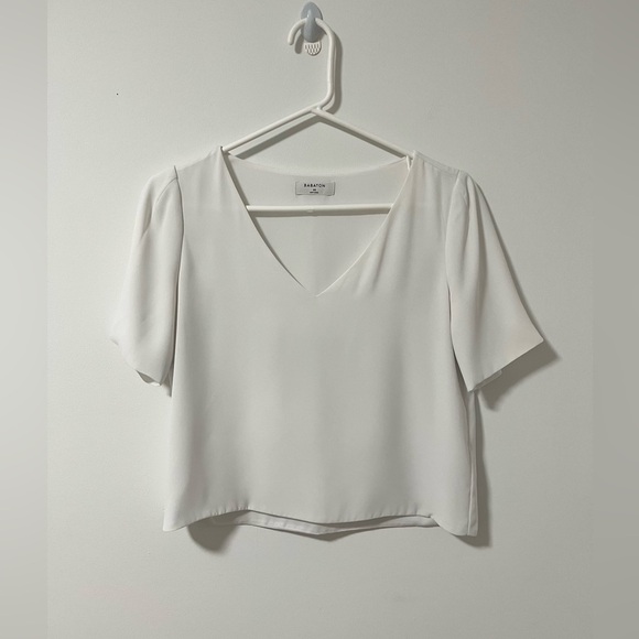 Aritzia Babaton Randy V-Neck Blouse White - Picture 1 of 6